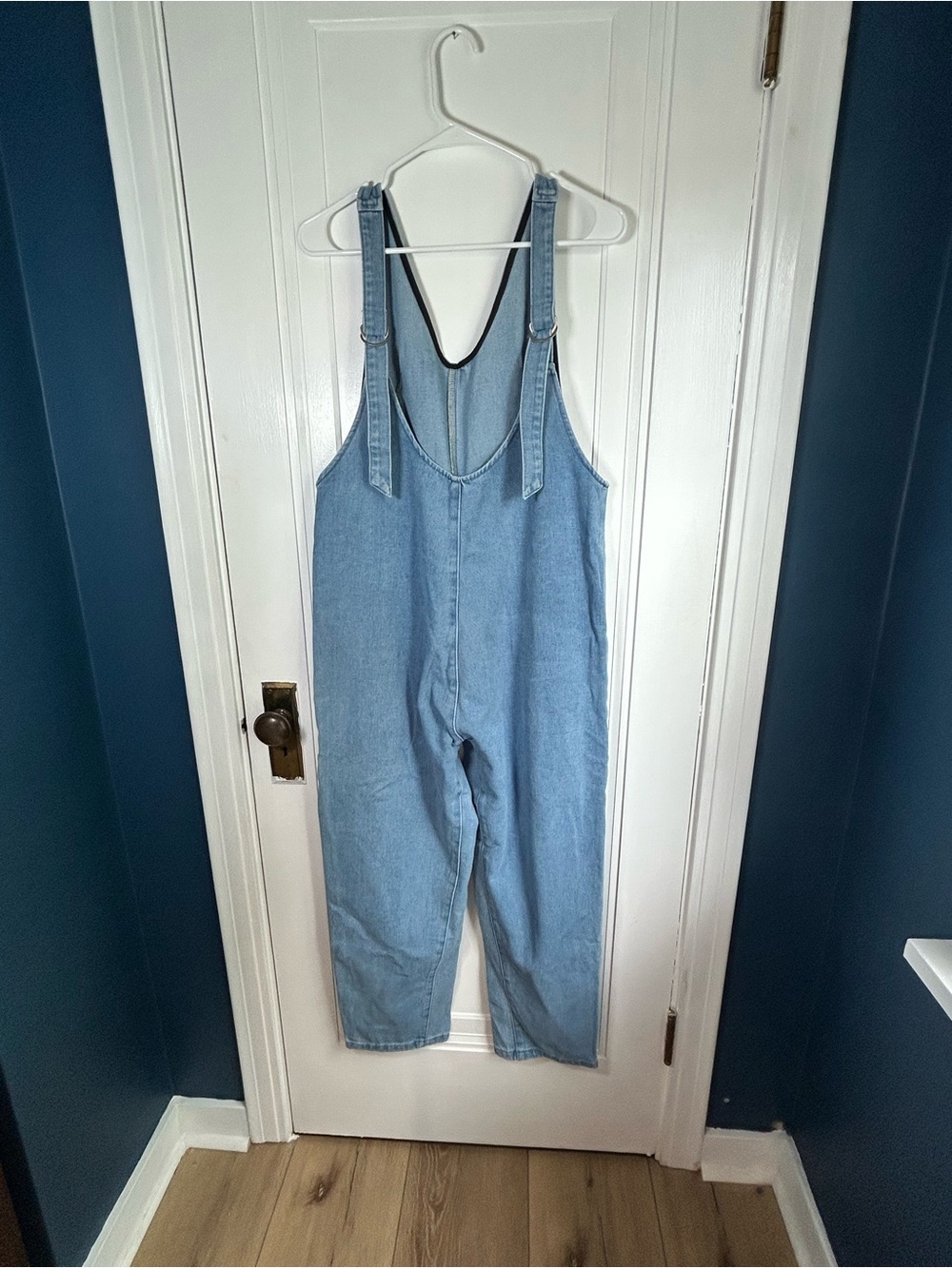 Light Wash Denim Overalls with Front Pockets - Picture 8 of 11